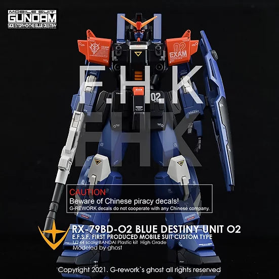 [HG] RX-79 BD-02 Blue Destiny 02 Decal
