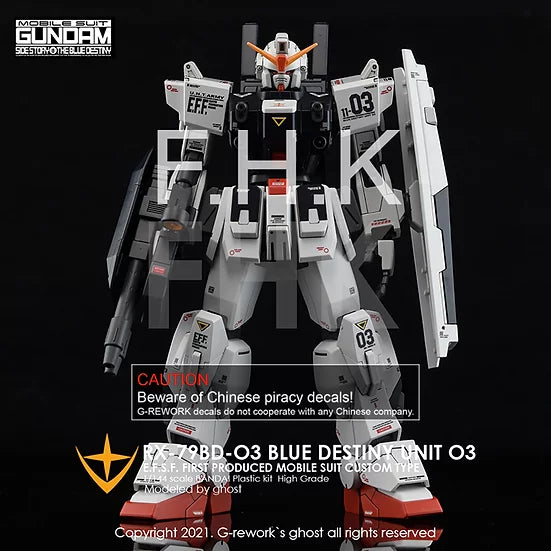 [HG] RX-79 BD-03 Blue Destiny 03 Decal