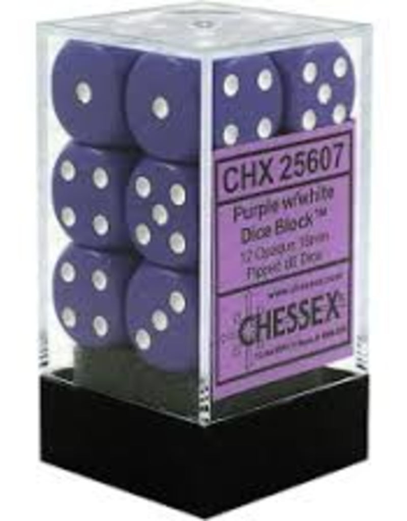Chessex Dice: Opaque Purple/White 12D6