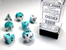 Chessex Dice: Gemini Teal-White/Black Polyhedral 7-die Set