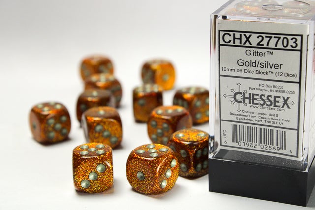 Chessex Dice: Glitter Gold/Silver 36D6