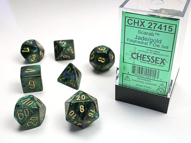 Chessex Dice: Scarab Jade/Gold Polyhedral 7-die Set