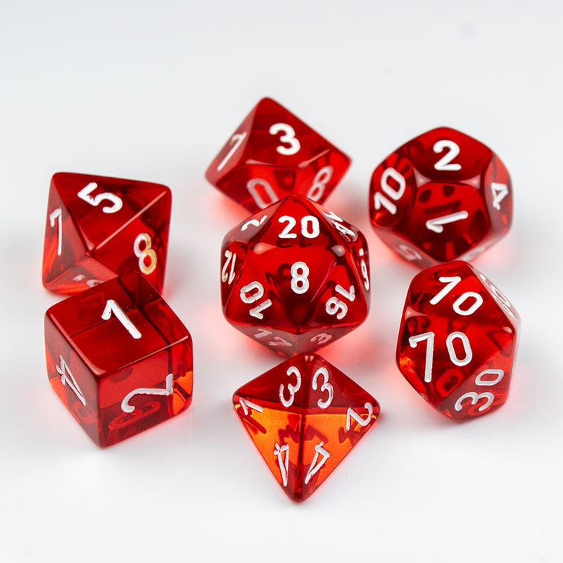 Chessex Dice: Translucent Red/White Polyhedral 7-die Set