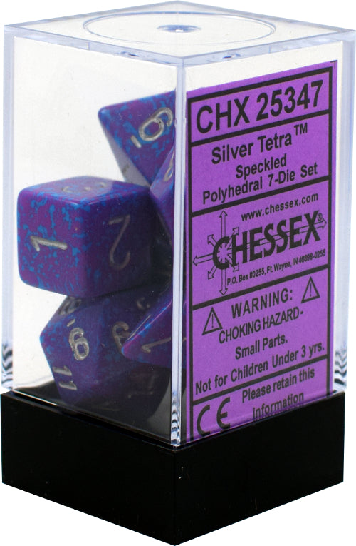 Chessex Dice: Speckled Silver Tetra Polyhedral 7-die Set