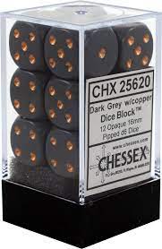 Chessex Dice: Opaque Dark Grey/Copper 12D6