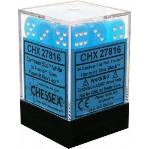 Chessex Dice: Frosted Caribbean Blue/White 36D6