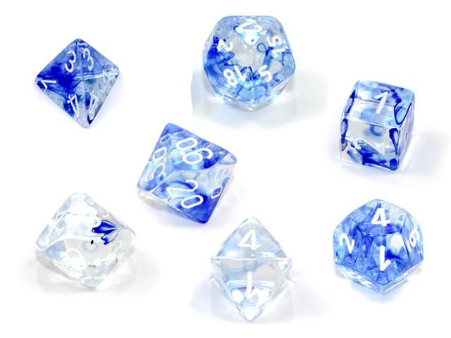 Chessex Dice: Nebula Dark Blue/White Polyhedral 7-die Set