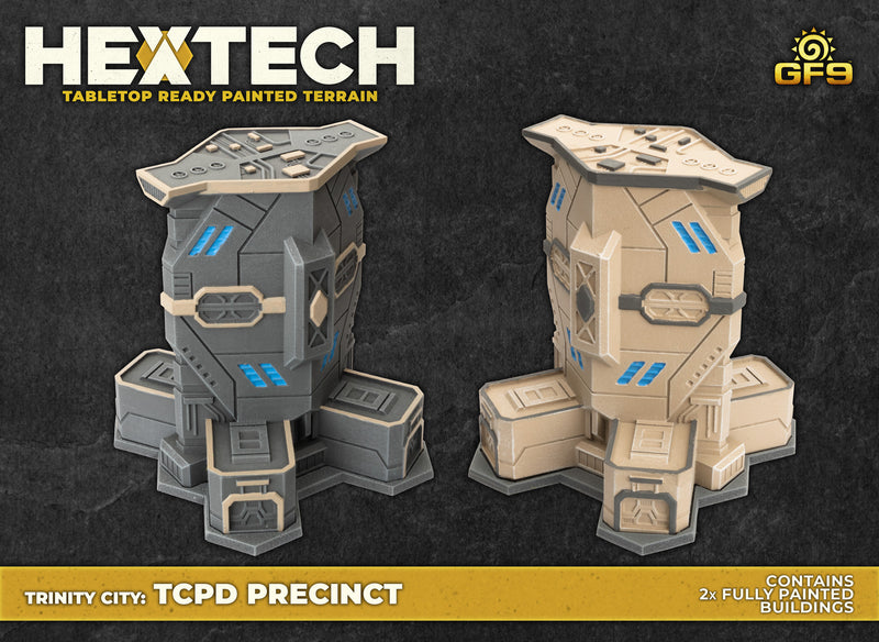 Battletech Terrain: HEXTECH Trinity City TCPD Police Department