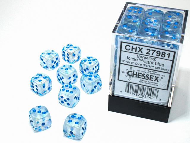 Chessex Dice: Borealis Icicle/Light Blue 36D6
