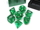 Chessex Dice: Translucent Green/White Polyhedral 7-die Set