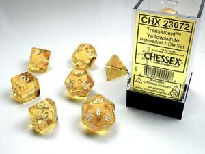 Chessex Dice: Translucent Yellow/White Polyhedral 7-die Set