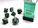Chessex Dice: Gemini Black-Grey/Green Polyhedral 7-die Set