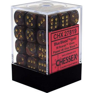 Chessex Dice: Scarab Blue Blood/Gold 36D6